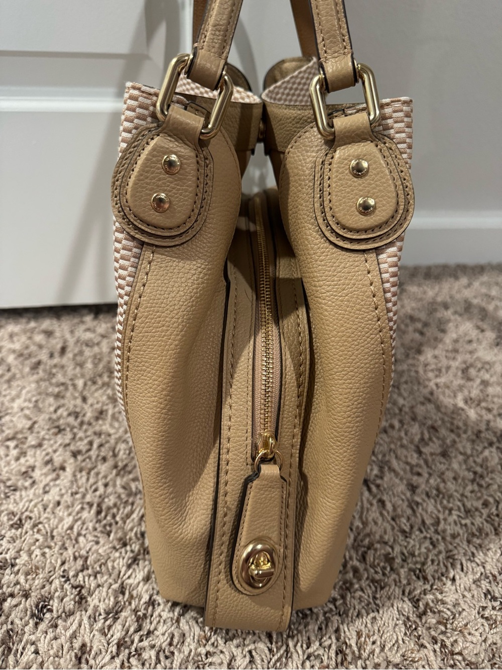 Coach Legacy Jacquard Canvas Edie 31 Shoulder Bag - Beechwood Gold - Picture 2 of 13